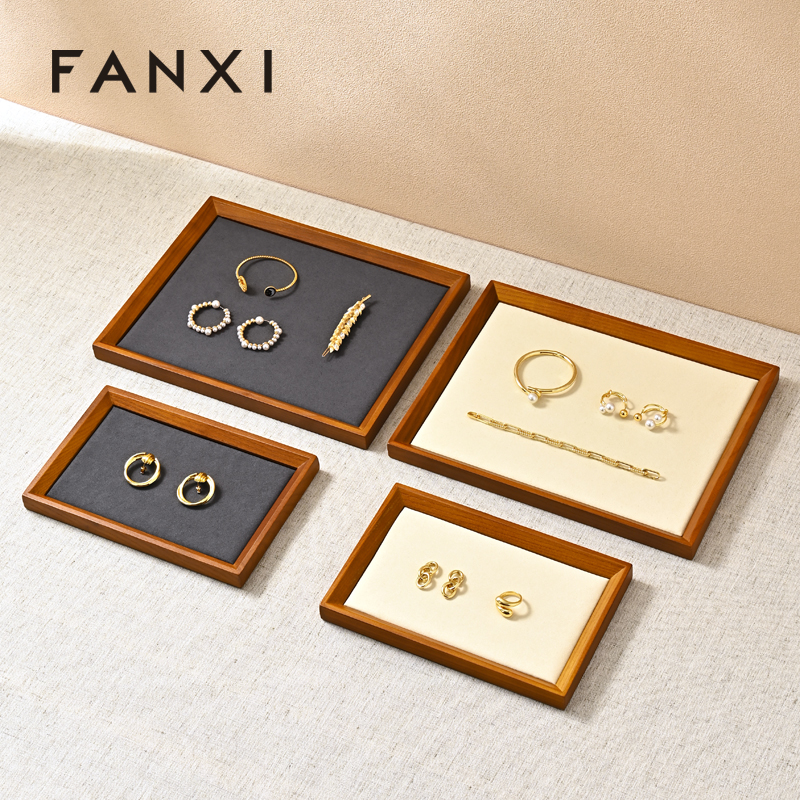 FANXI High quality solid wood Beige Jewelry plate