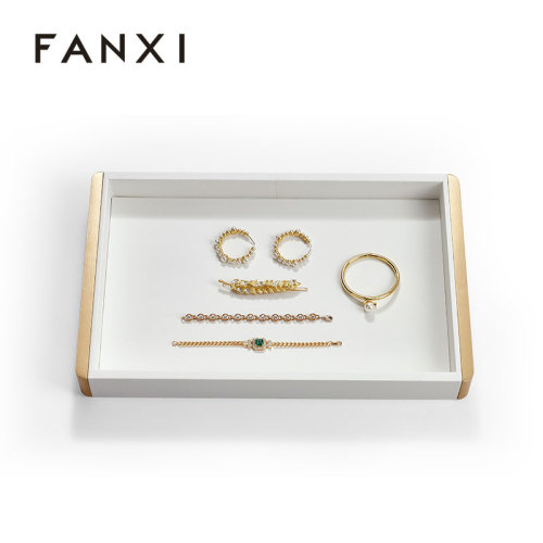 FANXI Luxury white Metal leather Jewelry plate