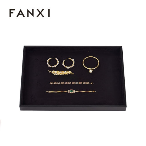 FANXI Luxury Black Metal leather Jewelry plate