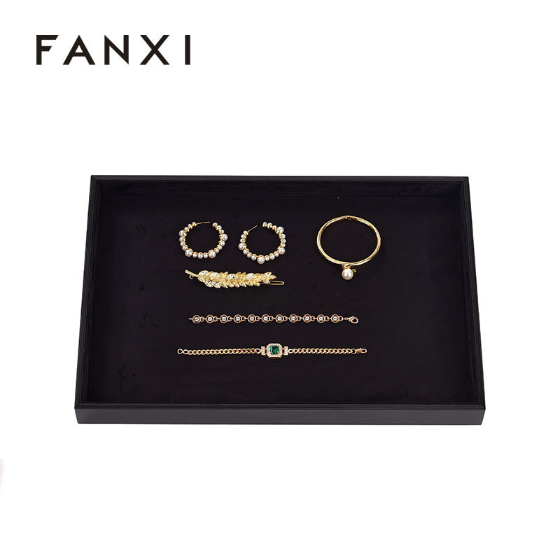 FANXI Luxury Black Metal leather Jewelry plate