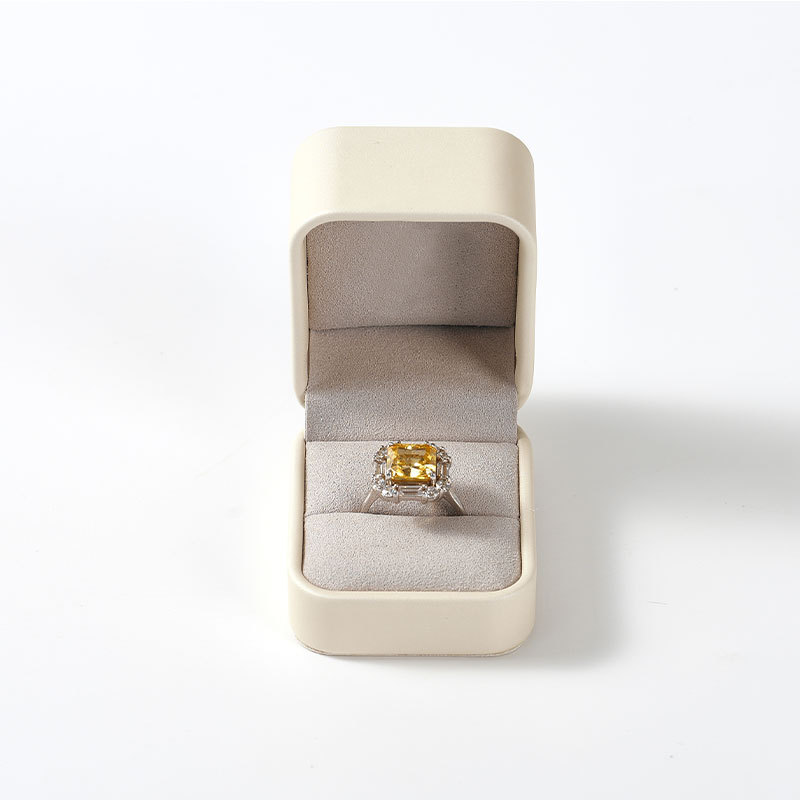 FANXI Custom beige leather Microfber Ring Box