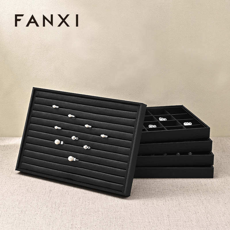FANXI New arrival Black Silk Jewelry display tray