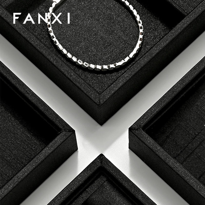 FANXI New arrival Black Silk Jewelry display tray
