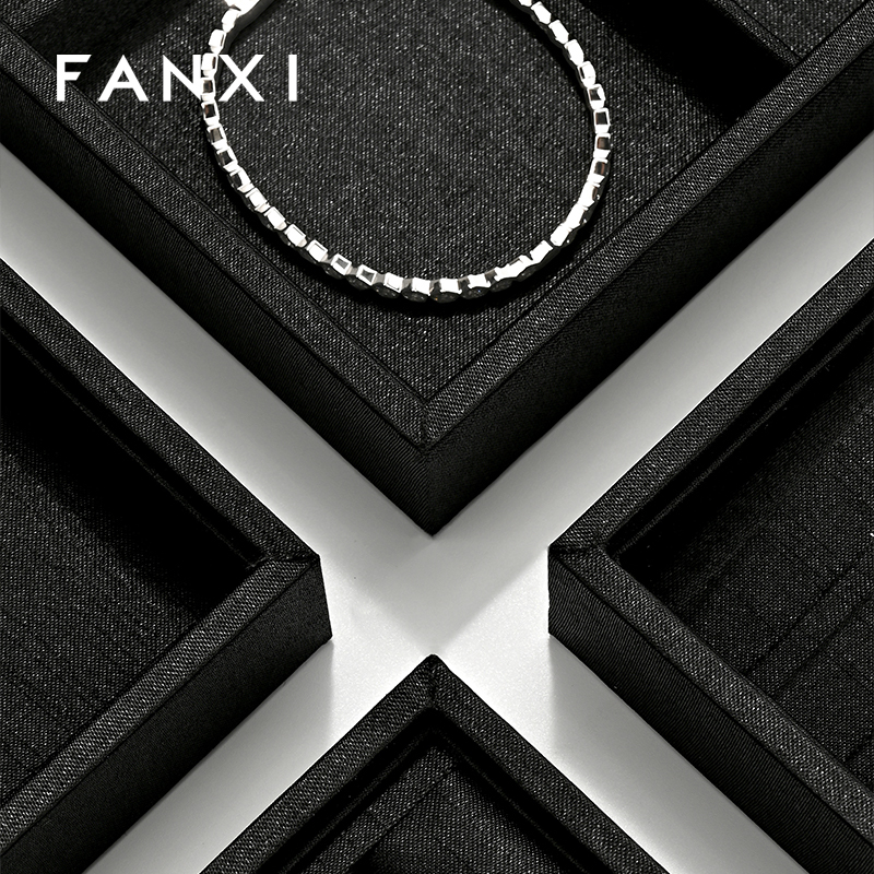 FANXI New arrival Black Silk Jewelry display tray