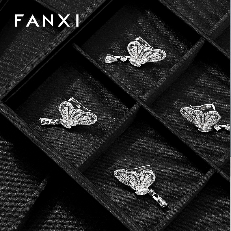FANXI New arrival Black Silk Jewelry display tray