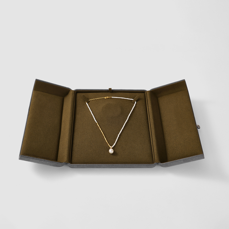 FANXI Hot sale Grayish green Microfiber Jewelry box