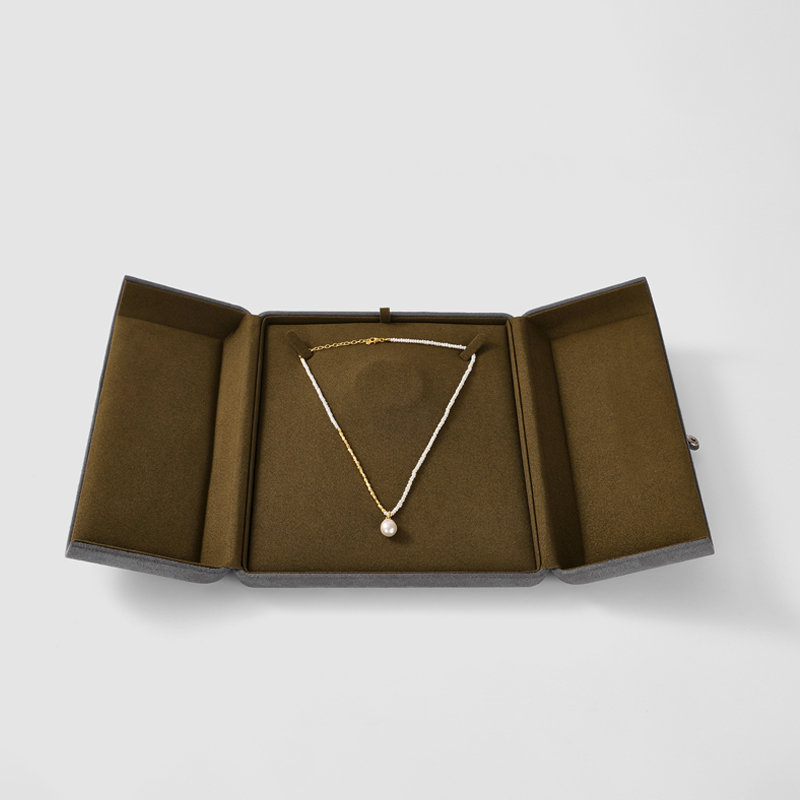 FANXI Hot sale Grayish green Microfiber Jewelry box