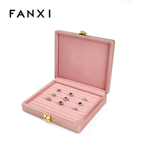 FANXI Custom Pink Microfiber leather Jewelry box