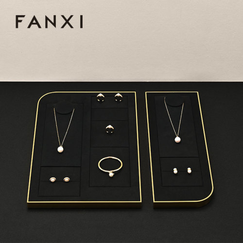 FANXI Luxury Black leather Jewelry display set