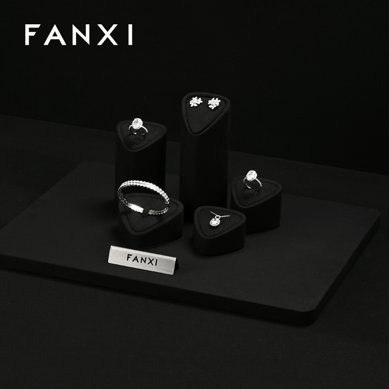 FANXI Fashion Black Microfiber Jewelry display set