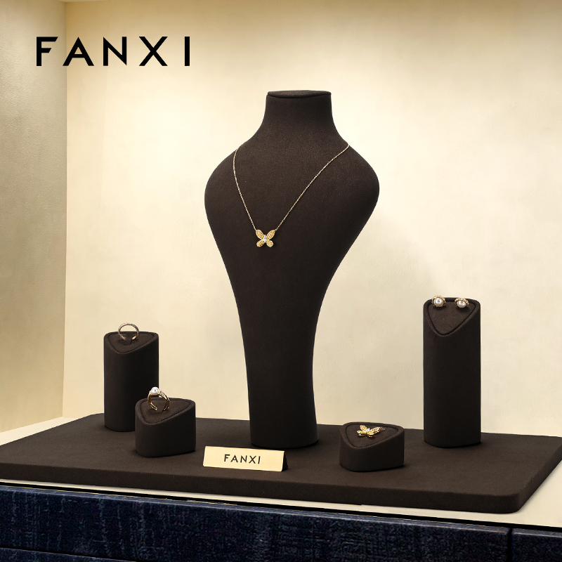 FANXI Wholesale Coffee Microfiber Jewelry display set
