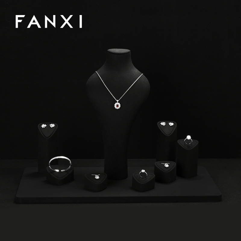 FANXI Fashion Black Microfiber Jewelry display set