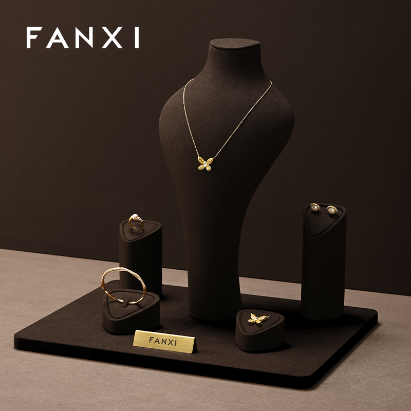 FANXI Wholesale Coffee Microfiber Jewelry display set
