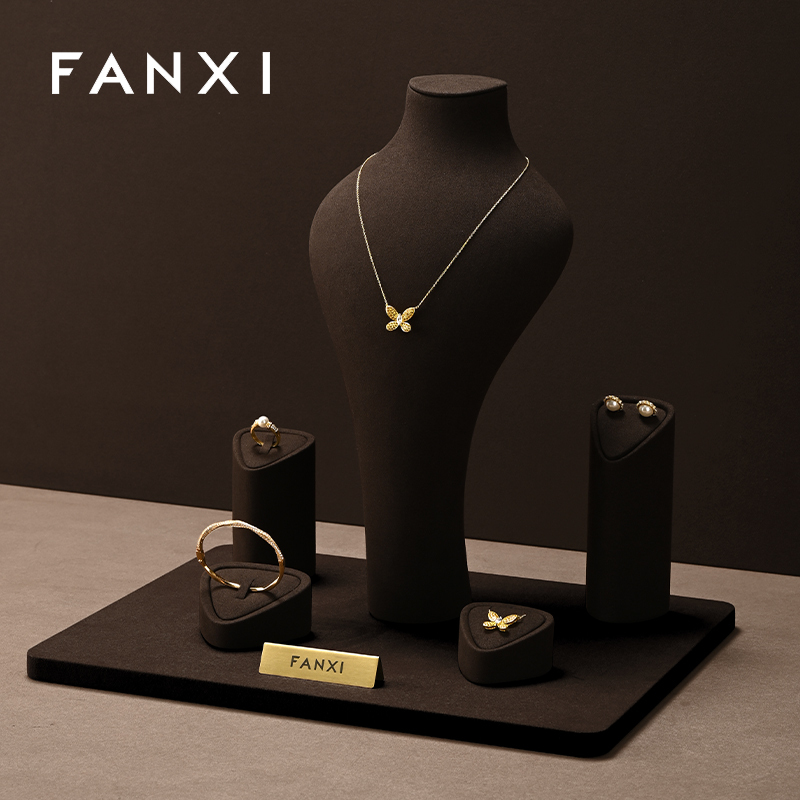 FANXI Wholesale Coffee Microfiber Jewelry display set