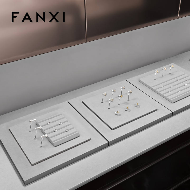 FANXI High end Gray Microfiber luxury jewellery display