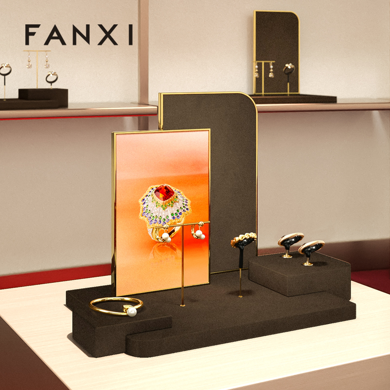 FANXI wholesale Coffee color Metal jewellery display