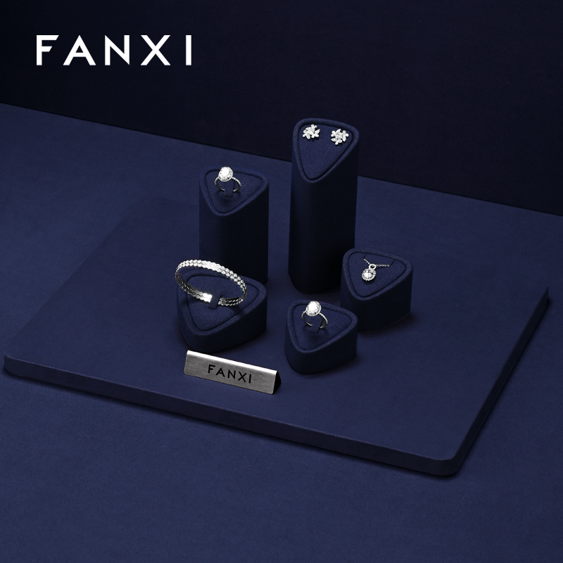 FANXI Hot sale Blue Microfiber Jewelry display set