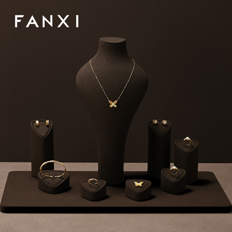 FANXI Wholesale Coffee Microfiber Jewelry display set