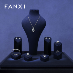FANXI Hot sale Blue Microfiber Jewelry display set
