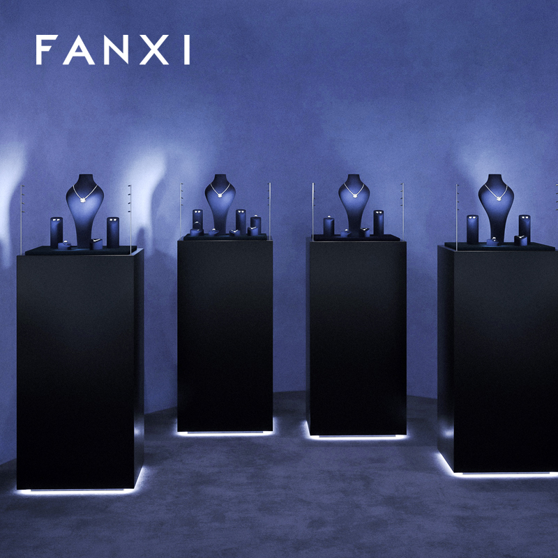 FANXI Hot sale Blue Microfiber Jewelry display set