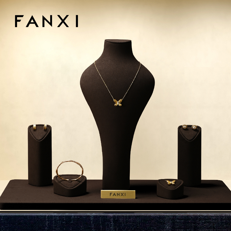 FANXI Wholesale Coffee Microfiber Jewelry display set