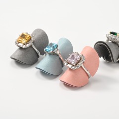 FANXI Custom Plastic Jewelry Exhibitor Holder For Engagement Marry Couple Ring Beige Microfiber Ring Display Clip