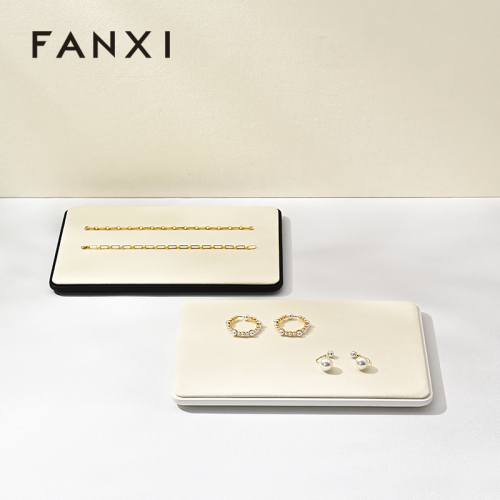 FANXI factory Beige Microfiber Jewelry Display Plate