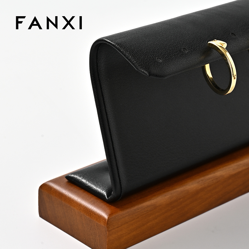 FANXI New Microfiber Wooden leather Earring holder