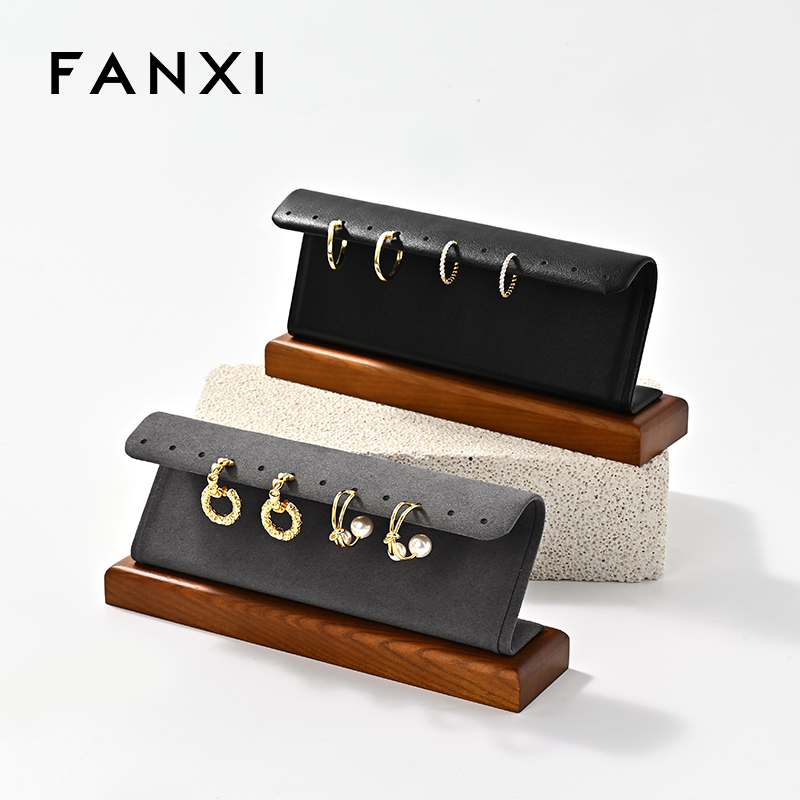 FANXI New Microfiber Wooden leather Earring holder