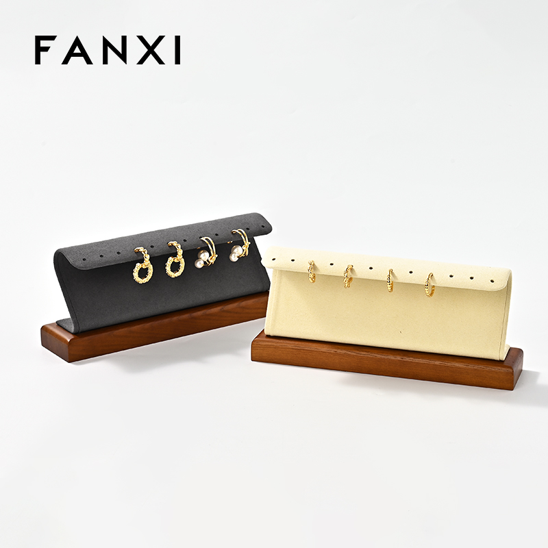 FANXI New Microfiber Wooden leather Earring holder