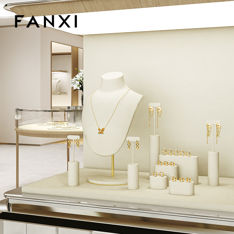 FANXI Hot sale beige Microfiber Jewelry display set series