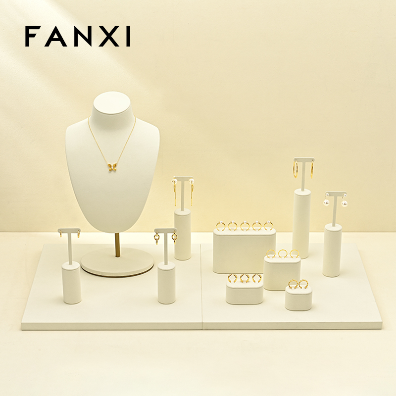 FANXI Hot sale beige Microfiber Jewelry display set series
