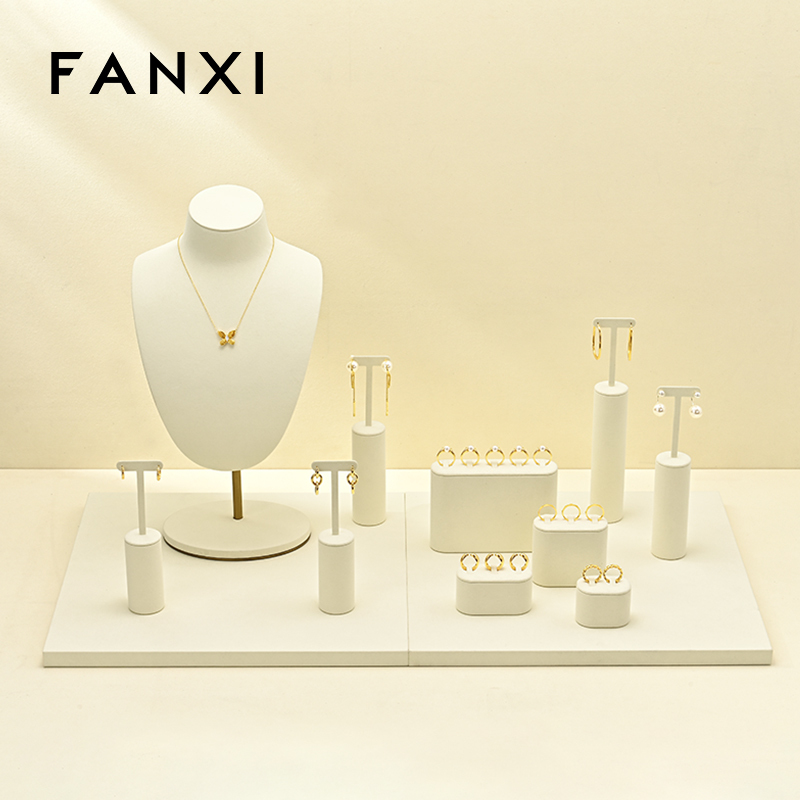 FANXI Hot sale beige Microfiber Jewelry display set series