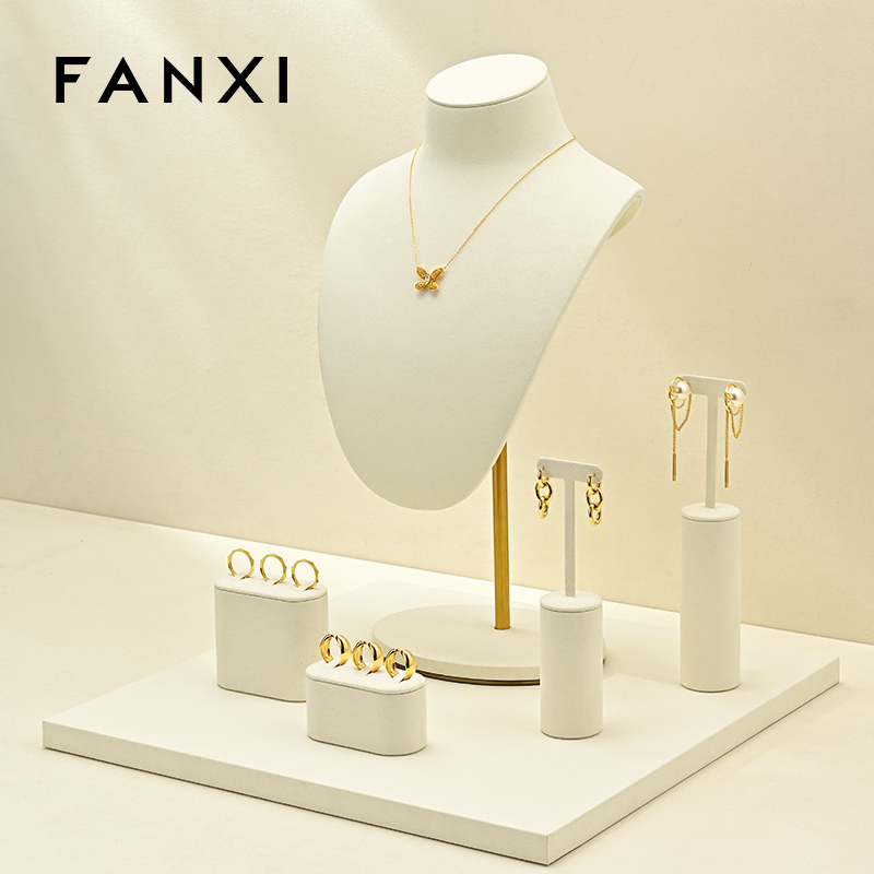 FANXI Hot sale beige Microfiber Jewelry display set series