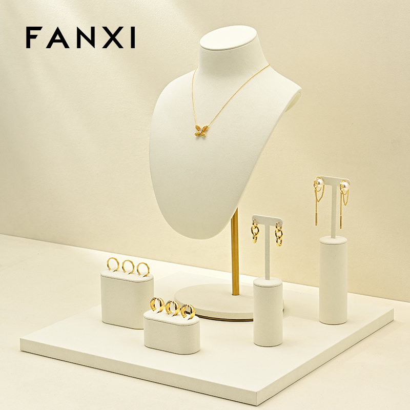 FANXI Hot sale beige Microfiber Jewelry display set series