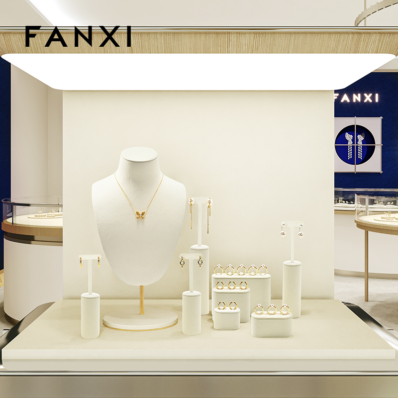FANXI Hot sale beige Microfiber Jewelry display set series