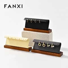FANXI New Microfiber Wooden leather Earring holder