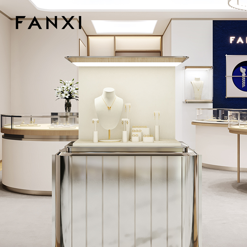 FANXI Hot sale beige Microfiber Jewelry display set series