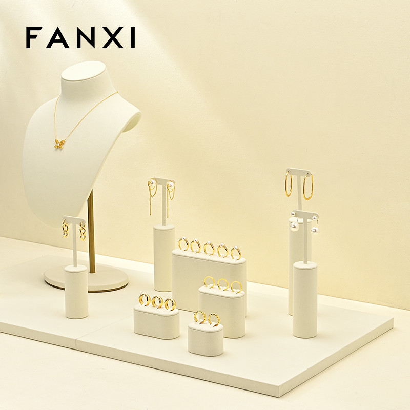 FANXI Hot sale beige Microfiber Jewelry display set series