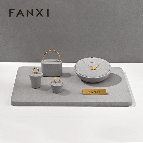 FANXI New arrival Grey Microfiber Jewelry Combination Set