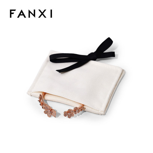 FANXI Custom linen White jewelry pouch