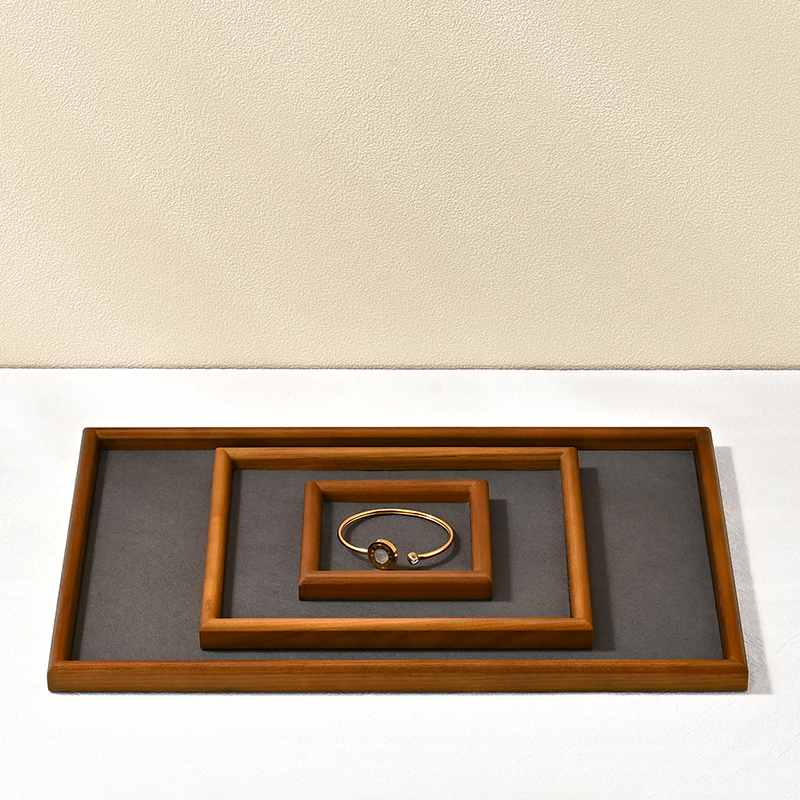 FANXI Hot sale dark gray Solid wood Jewelry Display Plate