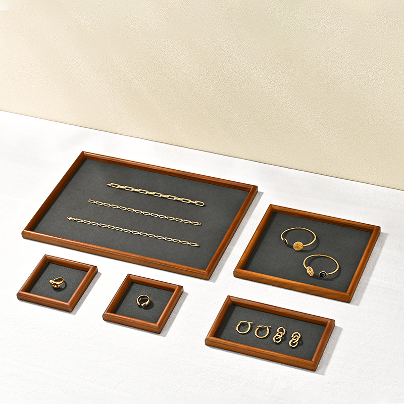 FANXI Hot sale dark gray Solid wood Jewelry Display Plate