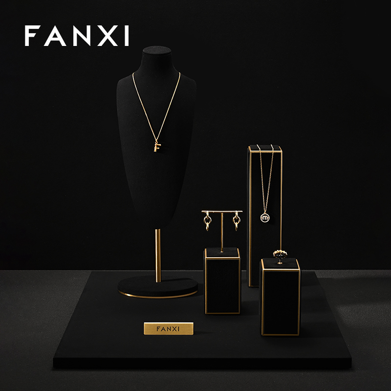 FANXI Luxury Black Baking paint Jewelry display set series
