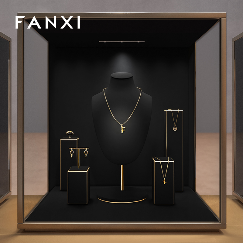 FANXI Luxury Black Baking paint Jewelry display set series
