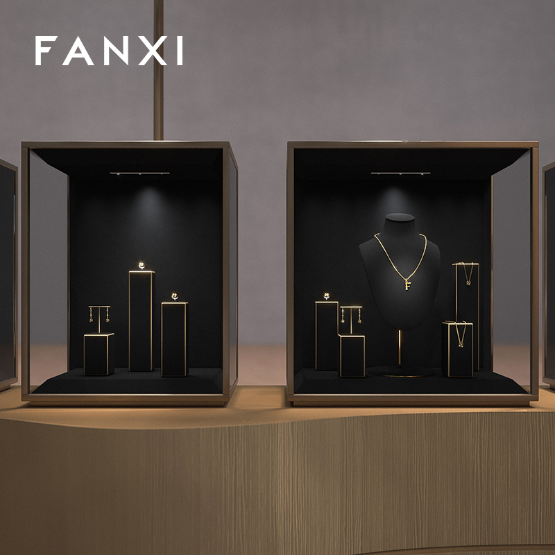 FANXI Luxury Black Baking paint Jewelry display set series