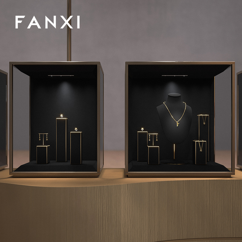FANXI Luxury Black Baking paint Jewelry display set series