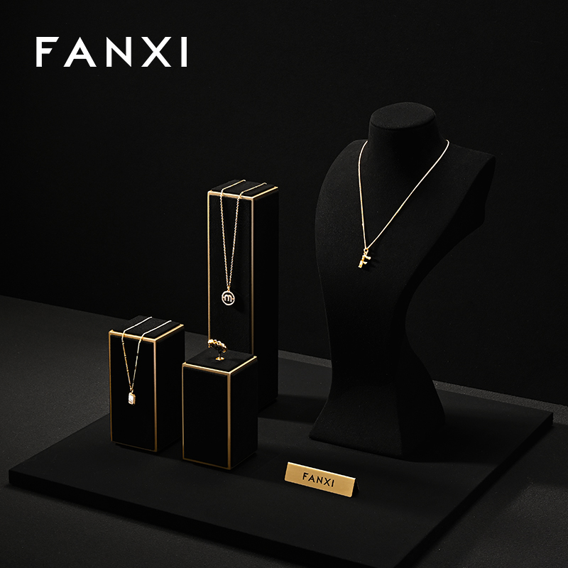 FANXI Luxury Black Baking paint Jewelry display set series