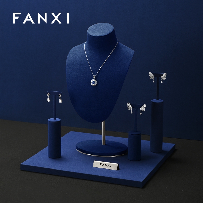 FANXI High end Blue microfiber Jewelry Display