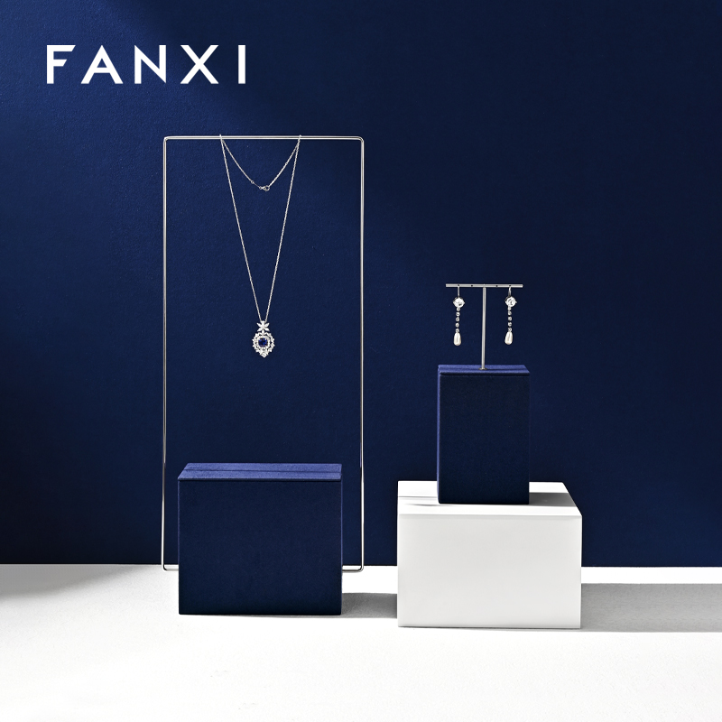FANXI Fashion Blue Metal Jewelry display set